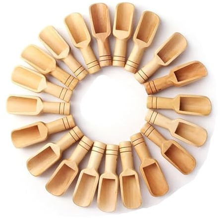 20 PCS Mini Wooden Spoons, Small Bath Salt Scoop，Coffee Beans Tea Sugar Flour Spices Flavors Scoops, Laundry Detergent Powder Spoon, Candy Spoon for Home Kitchen Utensils