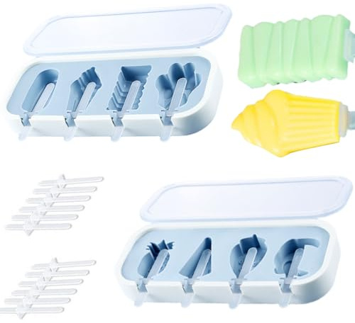 2 pezzi Stampi per Ghiaccioli, Stampini Gelato Stecco Riutilizzabile, Stampo ghiaccioli senza BPA, Stampo Ghiaccioli con Bastoncino per Bambini Adulti, per Preparazione Gelati,Sorbetti