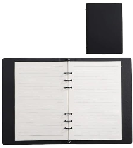 QWWQYDY Loose Leaf Notebook Office PU Writing Leather Card Notepad Black Minimalist Paper Leaf Inner Page Business Hand Notebook Account Loose(White crossing page)