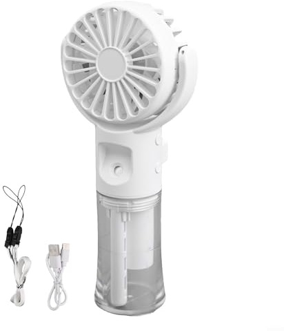 Ventilador de botella de pulverización, ventilador portátil de mano con botella de spray de agua, ventilador de escritorio recargable para estudiantes de oficina en casa (blanco)