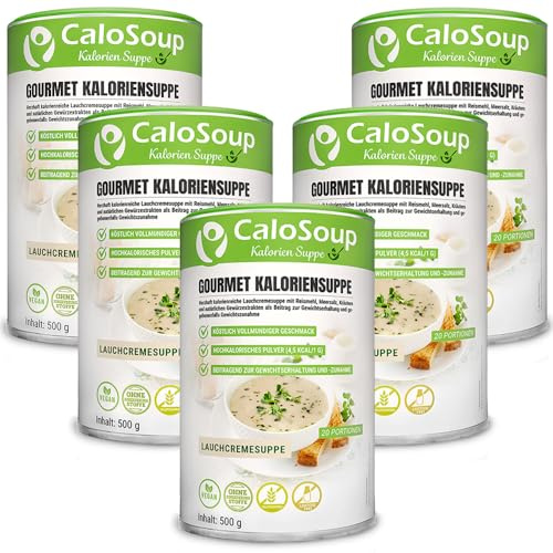 Hochkalorische Suppe für Gewichtszunahme I Nahrung hochkalorisch als Gourmet Fertigsuppe I 20 Portionen CaloSoup Kalorien Lauchsuppe (SPARSET 5x Lauchcreme Suppe)