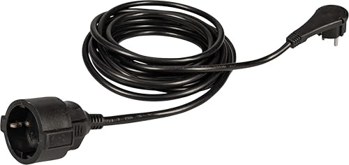 Meister Kunststoff-Verlängerungskabel 5 m – für innen (IP20) – Flachstecker – Schuko-Kupplung – schwarz