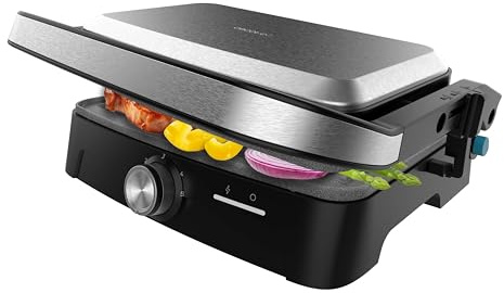 Cecotec Elektrisk grill, 1 500 W, öppning 180 grader, non-stick, flytande platta, fettuppsamling, vertikal förvaring, justerbar temperatur, 281 x 173 mm