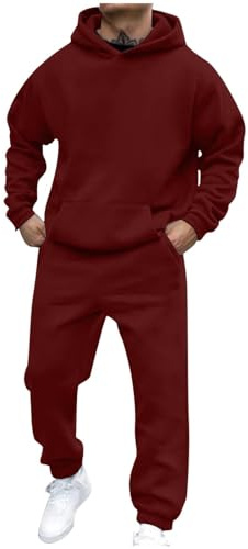 Set Di Tuta Da Uomo Larghi Comodo Felpe Con Cappuccio E Pantaloni Traspirante Tinta Unita Fitness Completi Sportivi Leggera Palestra Tute Da Ginnastica Manica Lunga Casual Set Tracksuit