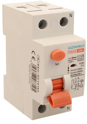 Interrupteur différentiel pur type A, sauveteur 63A, RCCB 1P+N 10kA 30mA 220V, 2 modules DIN, série PR8HM électromagnétique, certifié IEC61008-1