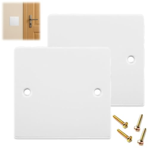 2 Pack Single Blanking Socket Plate,White PVC Wall Hole Cover Plate,Modern Aesthetic,for Wire Box Protection,for Home Electrical Outlets,Ideal for Renovation & DIY Users,with 4 Screws(86mm X 86mm)