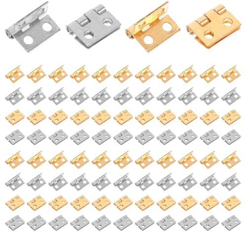 SEWOART Mini Charnières 4 Trous en Métal 100 Pièces pour Boîtes à Bijoux Meubles Miniatures et Projets de Loisirs Créatifs Charnières Décoratives Vintage pour Bricolage