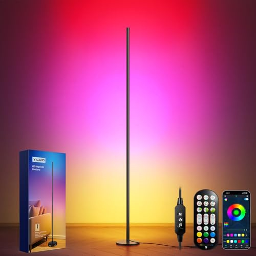 LED Floor Lamp, RGB Corner Lamp with 16 Million DIY Colors for Living Room | Music Sync, App & Remote Control, Dimmable Colour Changing， DIY Mode & Timing