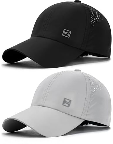 AYPOW 2 Packs Unisex Schnell Trocknend Atmungsaktive Baseball Cap, UV-Schutz Leichte Faltbare Sommer Baseballkappe Laufmütze, Herren Damen Outdoor-Sportmütze Sonnenhut für Running Tennis Golf Reisen