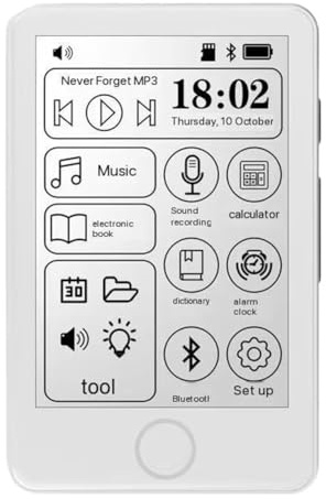 Wadakada Lecteur E-Book E Ink Lecteur MP3 Lecteur de Musique Bluetooth Mini Livre Électronique Enregistreur Vocal Dictionnaire Radio Tactile