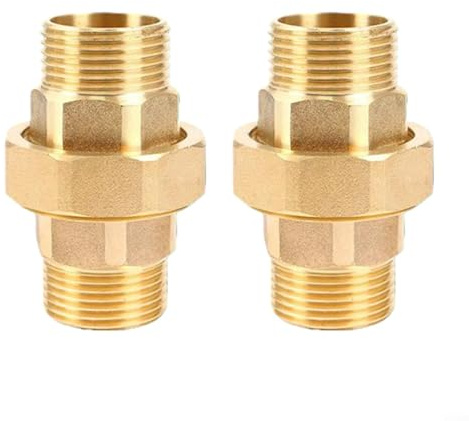 ComfyHarbor 2 raccordi per tubi in ottone a doppia filettatura esterna, connettore maschio-maschio con anelli di tenuta conici, per acqua, riscaldamento, gas e sistemi idraulici (1/2 pollice) (4 punti