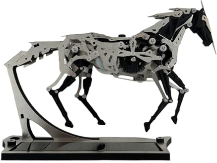 3D-Metall-Puzzle-Modellbausatz, solarbetriebenes, mechanisches Pferd, STEM-Bauset, DIY-Skulptur mit Edelstahl-Getriebe, Heim- und Bürodekoration (165 Teile)