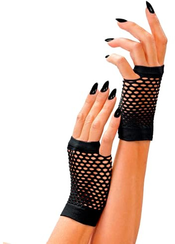W WIDMANN MILANO Party Fashion - Gants en résille pour femmes, accessoire de costume années 80, gants en résille sans doigts