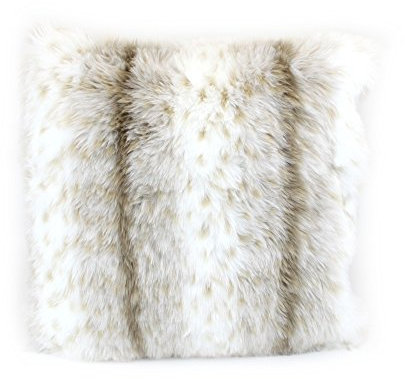 Gözze - Cushion Cover, Smart Fur Look, Lynx Design, 50 x 50 cm - White