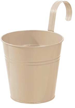 Dehner Pflanztöpfchen mit Bügelhalter, Ø 19 cm, Höhe 19 cm, Zink, beige