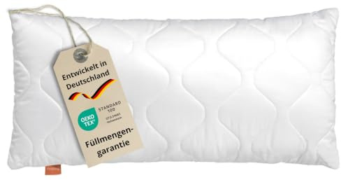 sleepling Kopfkissen 40x80 cm, Kissen, Polster, Schlafkissen, Komfort 300 | Füllung Faserkugeln, Bezug Baumwollsatin, Allergiker Pillow, großes Bettkissen 40 x 80, Waschbar, Made in EU, OEKO-TEX