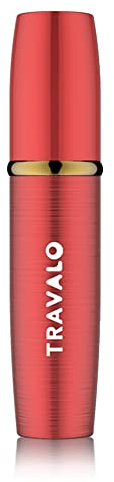 Travalo LUX Perfume Atomizer - Leak-Proof and TSA Approved for Air Travel - Reusable Airtight Easy Fill Mini Pump Sprayer - Lightweight Portable - Brushed Polished Metal Alloy Outer Shell Red 0.17oz