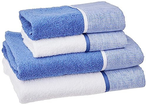 CREOLE Set di asciugamani da bagno, Riga blu, 4 unità