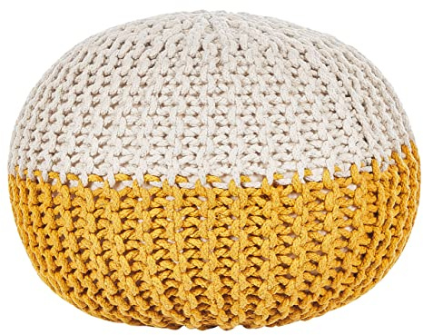 Beliani Moderner Pouf in Gelb-Beige 50 x 35 cm Conrad