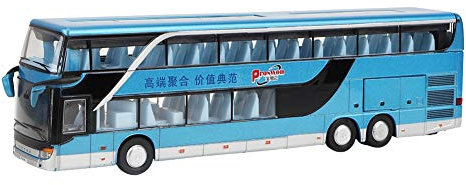 Alloy Double-decker Bus Model Toy, Electric 1:50 Pull Back Cars Construction Vehicles Mini Model Car Toys with Light Music for Kids Boys Girls Toddlers(Blue)