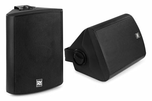 Power Dynamics DS50AB - Altavoz activo Bluetooth de 100W para interior y exterior, montaje en pared, resistente al agua, ideal para terrazas, jardines, comercios o música ambiente, color negro