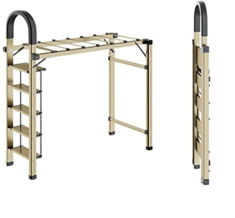 Wäscheständer Wäscheständer, faltbarer Leiter mit doppeltem Verwendungszweck, Wäscheständer aus goldfarbenem, verdicktem Aluminium mit Leiter, for den Innen- und Außenbereich Drying Rack/Clothes Dryin