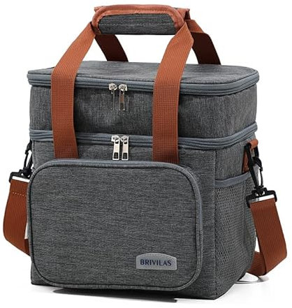 Doppellagige Kühltasche Klein, 12.5L Lunchtasche für Damen Herren Kühltasche Faltbar Tragbare Kühltaschen Picknicktasche Cooler Bag Wasserdicht Thermotasche Isoliertasche für Schule/Arbeit/Outdoor