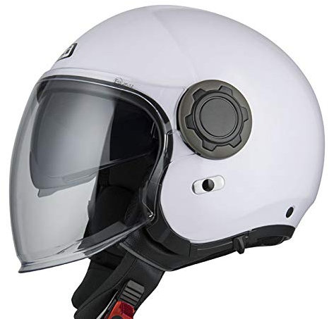 NZI RINGWAY Duo Solid Blanco | Casco de Moto Jet Abierto con Visor Solar - Unisex Hombre y Mujer Homologado ECE (M)