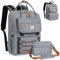 Tonyeee Wickelrucksack Rucksack- Abnehmbare Cross Body Flasche, Wickeltasche Reisen Essentials Baby Tasche mit Wickelauflage,Stylish Wickeltasche für Mama/Papa-Grau