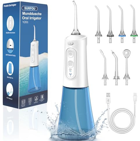 SURFOU Jet Dentaire Hydropulseur Professionnel Portable Water Flosser for Teeth, Détartreur Hydropulseurs Et Irrigateurs Nettoyage Dents Jet D'eau, Dent Nettoyeur Pulseur Interdentaire Irrigateur