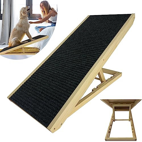 YUENFONG Hunderampe Haustiertreppe Auto Klappbar mit Anti-rutsch & Holz rutschfeste Katzentreppe Tiertreppe aus Kiefernholz bis zu 100kg Hundeleiter für Katzen Balkon Sofa, Typ A