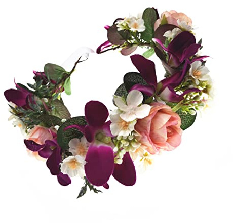 WOONEKY Brudtärna Blomsterkrans Elegant Huvudbonad i Färgglada Blommor För Bröllop Fest Och Foton Och Hudvänlig Hårdekoration För Kvinnor Och Flickor