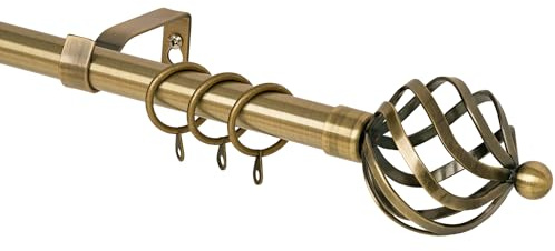 WL.Rocaille Extendable Curtain Rod 120-210cm 16/19mm Antique Brass Single Rod