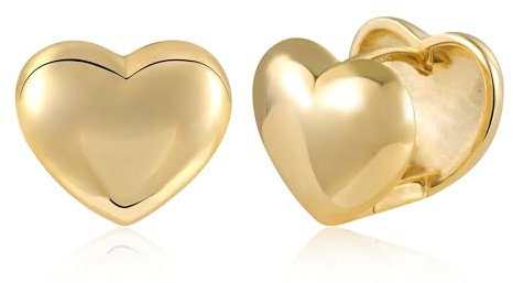 Creolen Gold Herz Ohrringe Kleine Damen, Silber 925 Ohrringe Herz Liebe 14K Vergoldete Creolen Klobig Knorpel Kreolen Huggie Creole Klein Leicht Breit Gold Ohrring Herzform Damen
