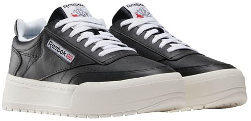 Reebok Chaussures de Tennis Club C Megacourt Unisexes, Craie Noire et Blanche, 43 EU