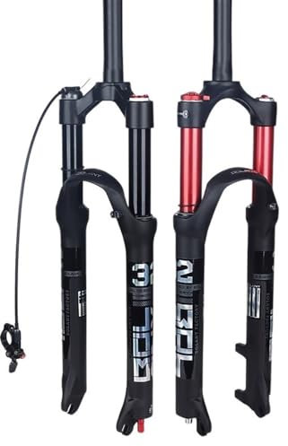 Finoti Fahrradgabel 1 Stück MTB Fahrradgabel Dual Air Rot Fahrrad Vorderradaufhängung Gerades Rohr 26/27,5/29 Zoll Magnesiumlegierung Schnellspanner Federgabel (Color : 29in Black SM)