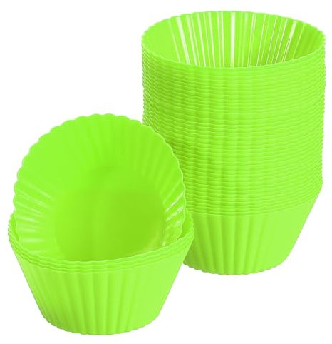 QUARKZMAN 42pz Pirottini per Cupcake in Silicone, Pirottini Forno Antiaderenti, per Cucinare Uova, Cuocere Frittella e Preparare Torta (Verde)