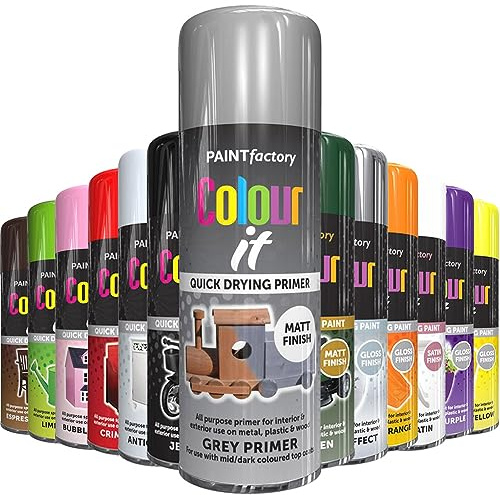 AlezyB - Grey Primer 400ml All Purpose Spray Paint | Use on Metal, Wood, Plastic and Multipurpose Aerosol Professional Quality Perfect Finish, for Interior Exterior and Excellent Coverage