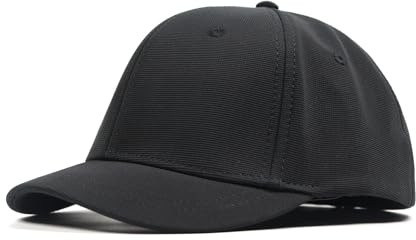 Short Brim Stretch Fitted Baseball Caps Men's Solid Structured Full Closed Cap Curved Brim Elastic Closed Back Hat K272, Black, 7/7 1/2