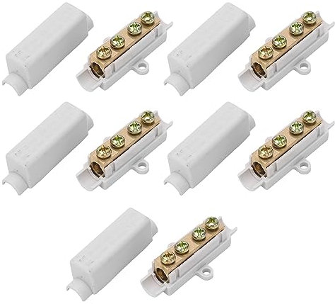 CYSFETENA 5 Stück Drahtverbinder Messingleiter, Doppelschrauben Klemmbock aus ABS 100A 1000V, Anschlussklemmen für Kabel von 2,5 bis 16 mm², Kabelklemmen für sichere Verkabelung