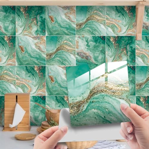 HORIWE Adesivi per piastrelle marmorizzate 20x20 cm, 20 pezzi, PVC, adesivi per piastrelle, pellicola per piastrelle, carta da parati autoadesiva, impermeabile, adesivi murali per cucina, armadio