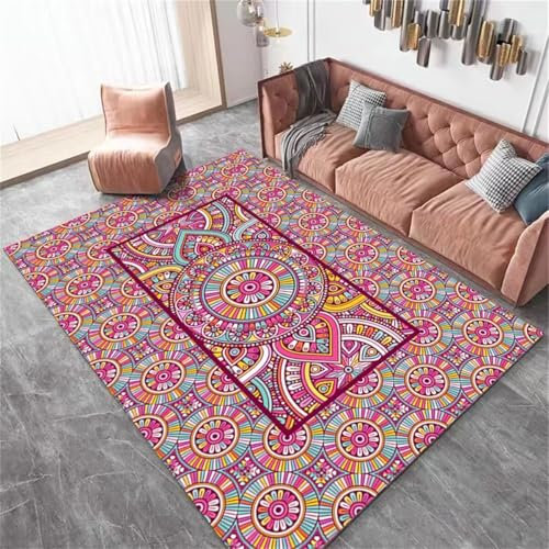 RUGMRZ Fleckerlteppich Esstisch Groß Roter Wohnzimmerteppich rutschfest, pflegeleicht und waschbar Outdoor- Teppich 80X150CM