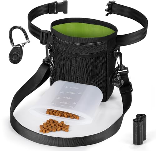 Playexen Sac Friandise pour Chien Accessoires avec Clicker&Sac a Crottes Chien&Pochette Friandise Chien Intérieur en Silicone&Sac a Friandise pour Chien Dressage avec Ceinture Réglable