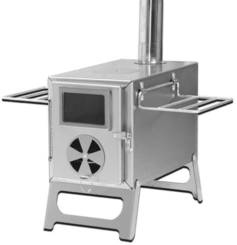 DONGXIAO Estufa leña for Tienda campaña, Estufa leña portátil for Exteriores, Plegable, portátil, Estufa leña Acero Inoxidable con Tubo Chimenea segmentado for Refugio Tienda y calefacción de Cocina
