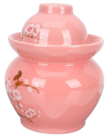 Cabilock Keramik-gurkendose Mit Pflaumenblütenmuster Versiegeltes Keramik-gefäß Zum Aufbewahren Von Kimchi Und Lebensmitteln Traditioneller Haushaltsbehälter Für Frische Pickles