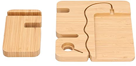 Docking Station per Telefono in Legno Orologio in bambù Portaoggetti da Tavolo Portachiavi per di Compleanno Uomo Donna