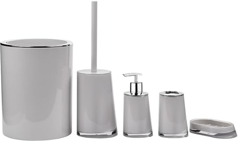 MOBYGKFY Kit Salle de Bain Poubelle Brosse WC Brosse à Dents Support de Verre boîte à Savon Distributeur de Savon(1-Pack)