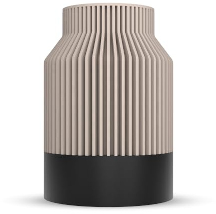 ebenkunst Kontura Vase 15 cm bruchsicher wasserdicht Blumenvase Kreide | Wasserdichter PCTG-Einsatz, herausnehmbar & bis 55 °C spülmaschinenfest, moderne & bruchsichere Bio-PLA-Vase, Made in Germany
