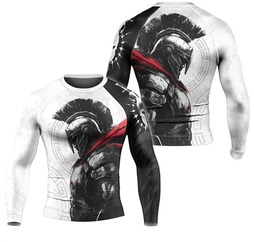 BATTLEGEND Spartan Guardian Men's Rash Guard Long Sleeve BJJ Rashguard for Men Jiu Jitsu Rash Guard Tight Compression Shirt (US, Alpha, X-Large, Regular, Regular, Ghost Sentinel)