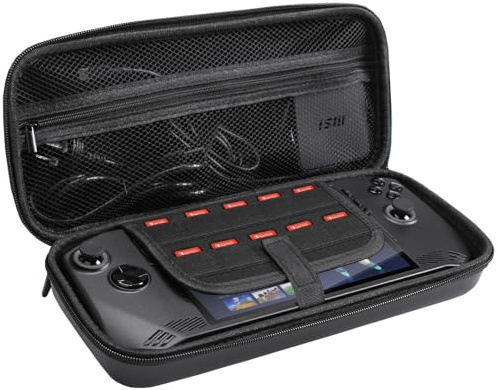 JYGamhanbil Travel Carrying Case Bag for MSI Claw A1M 7 2024 PC Handheld | EVA Hard Shell Cover with Card Slot & Mesh Pocket for MSI Claw A1M Gaming Handheld Console Power Cord,Accessories(Black)